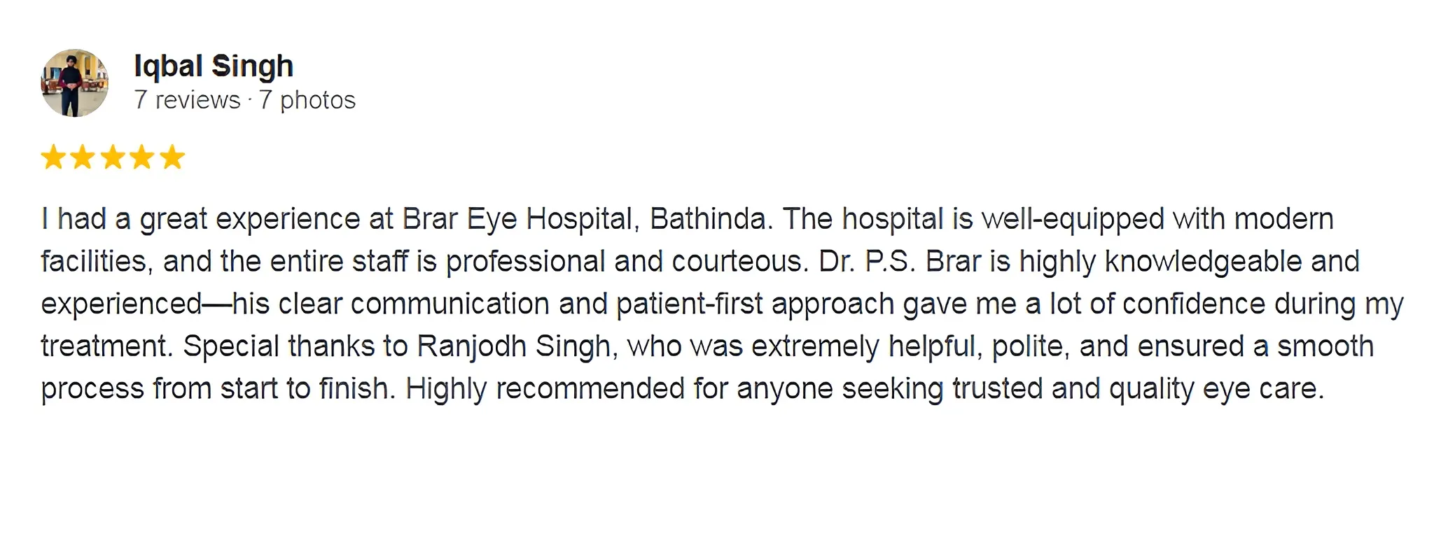 Google review screenshot