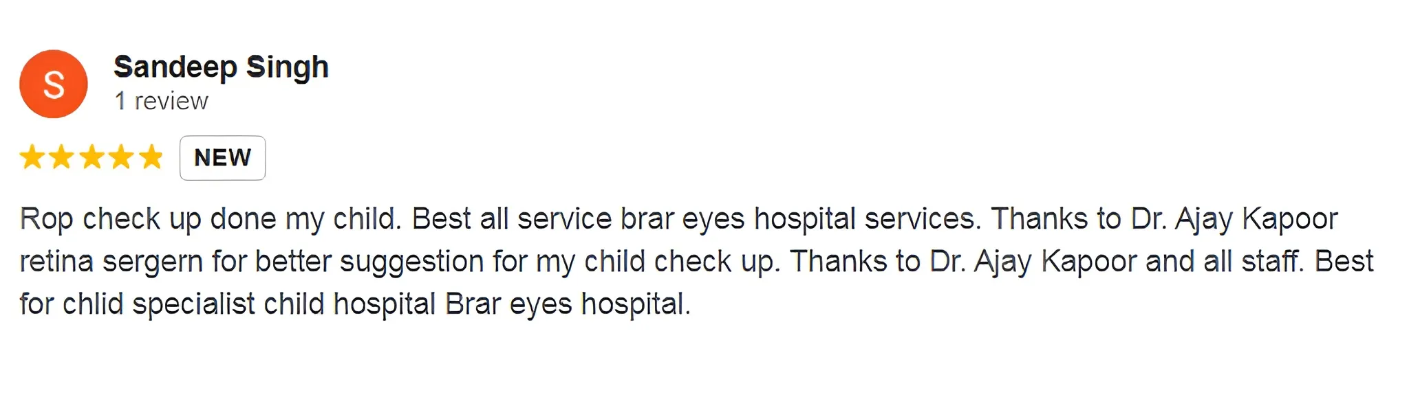 Google review screenshot